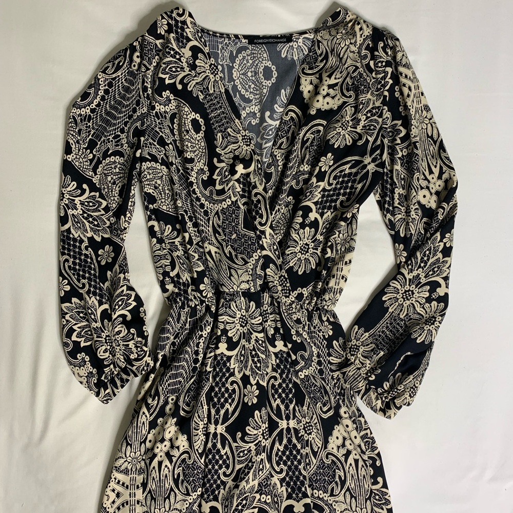 Printed long sleeve romper